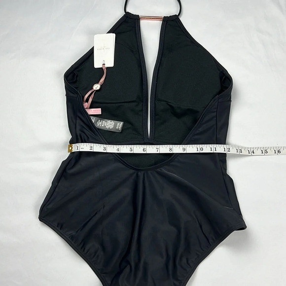 Ted Baker London NEW Women’s U.S 8 Black Halter Deep Back Cut Swimsuit - Picture 11 of 14